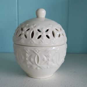 Elegant White Ceramic Sugar Bowl